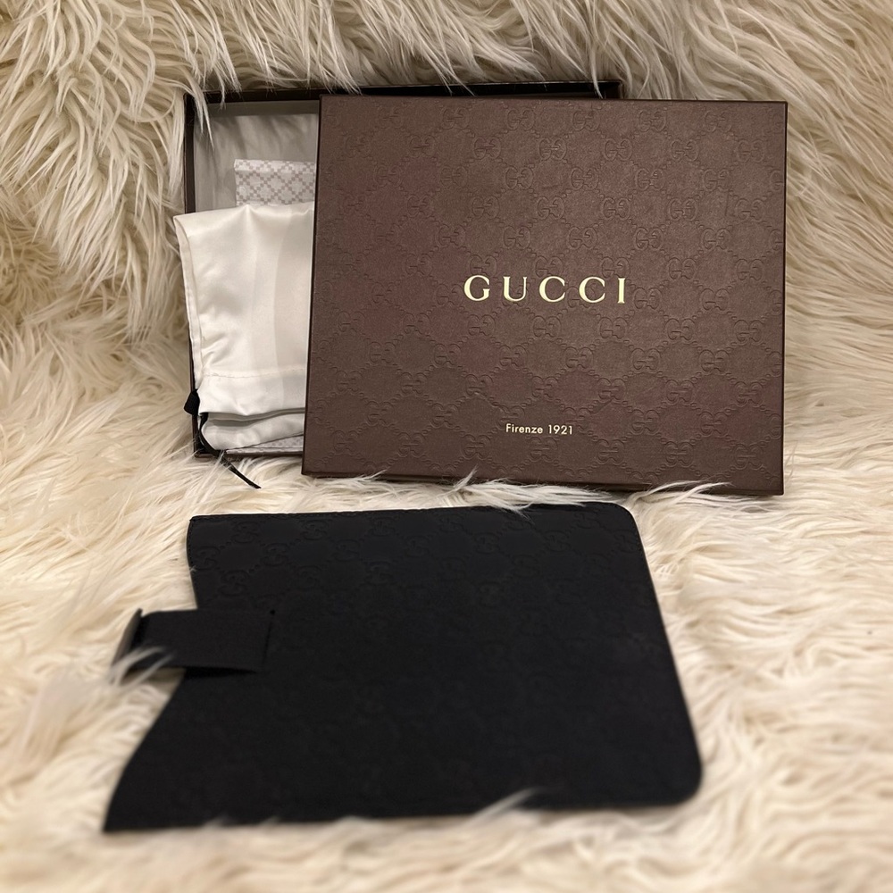 GUCCI Black Made In Italy Leather Designer Ipad Mini Cover Case